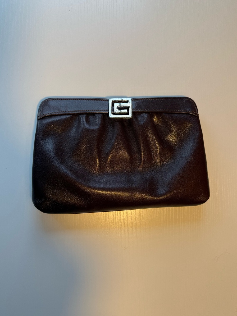 Runway Chic Mahogany Leather Clutch
